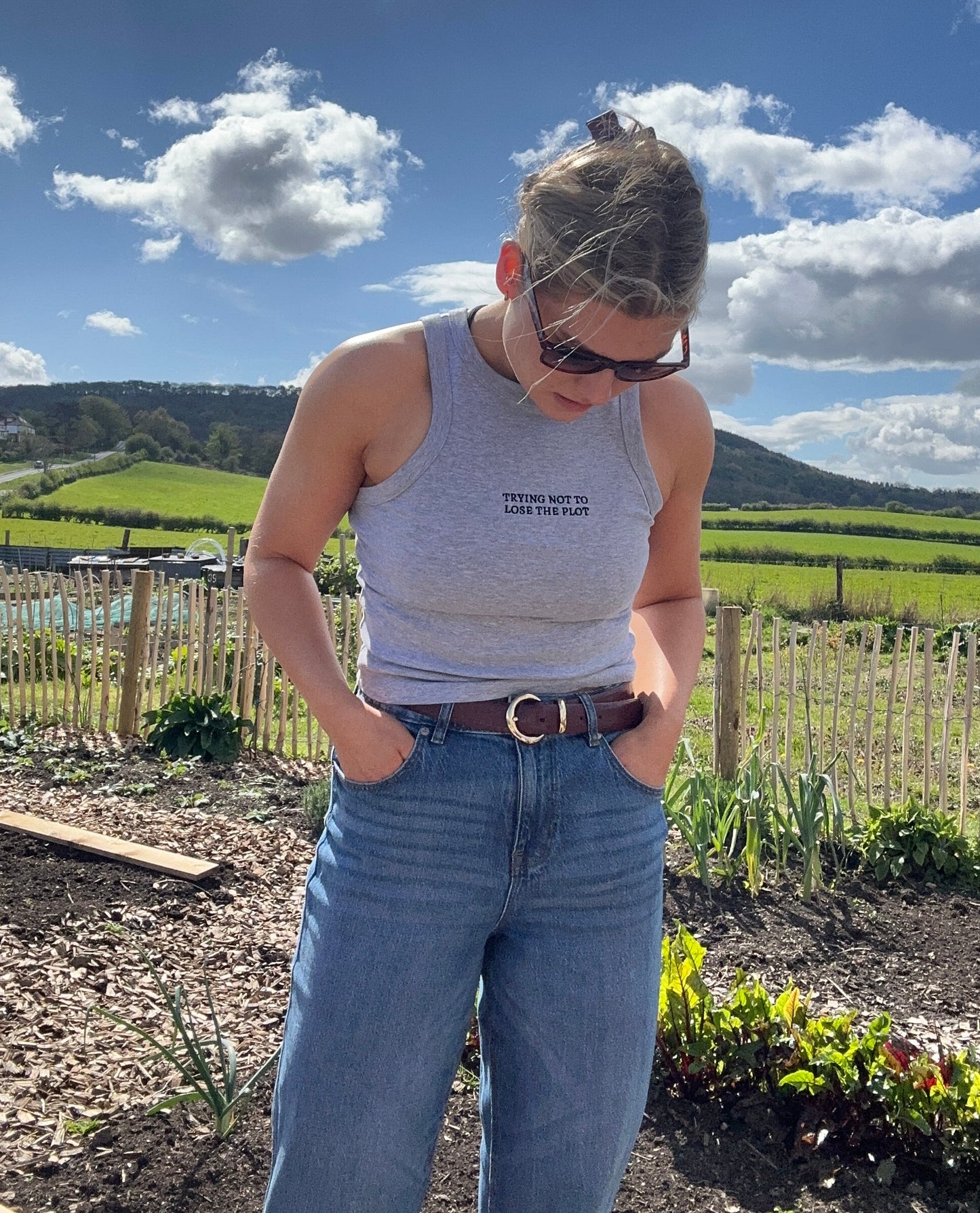 Trying Not To Lose The Plot - Women’s micro rib racer tank